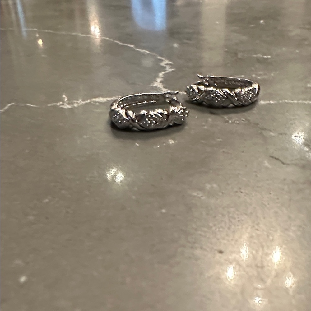 Elegant Silver Hoop Earrings - Picture 2 of 4